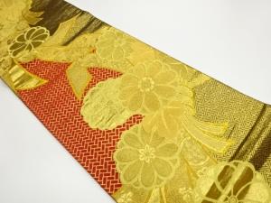 束ね熨斗に菊・花々・檜垣模様織出し袋帯